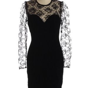 Black Velvet Sweetheart Lace Dress