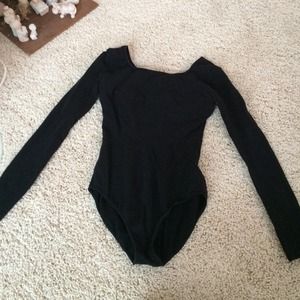 Plain black dance leotard