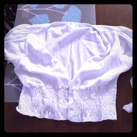White button down cut off shawl!