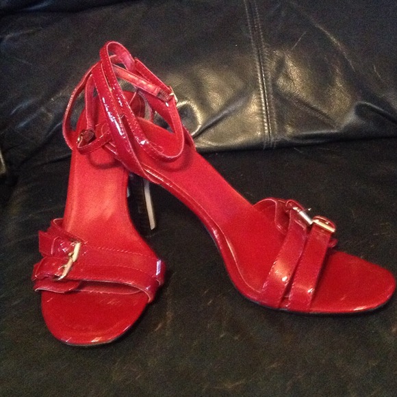 Red patent sandals
