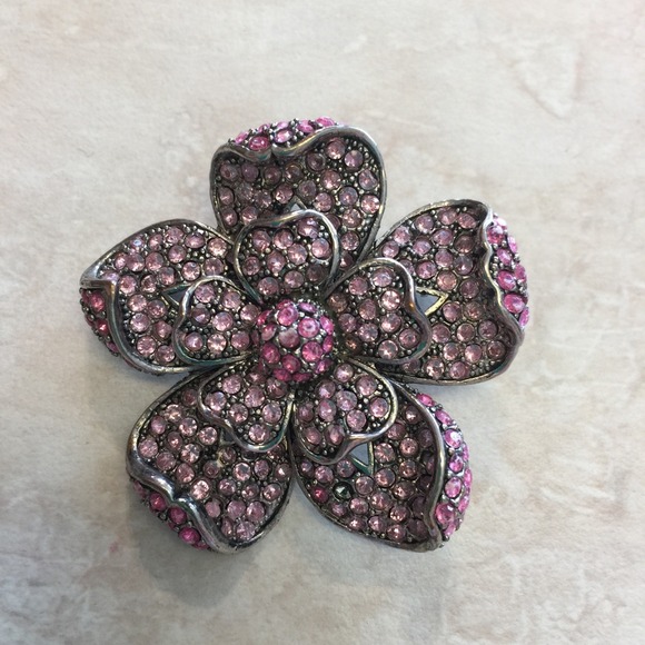 Pink Flower Crystal Brooch