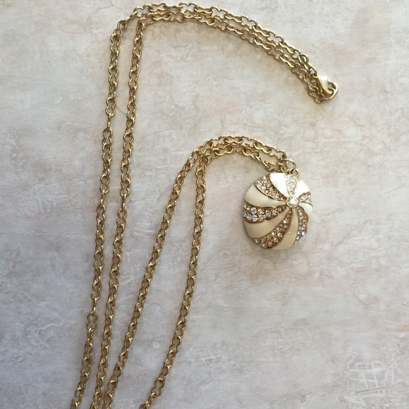 J Crew long Gold Shell Necklace