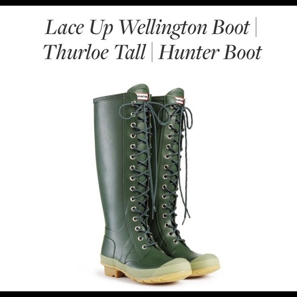 Hunter lace up rain boots in black