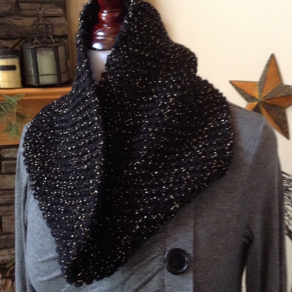 Black and gold cowl neck scarf