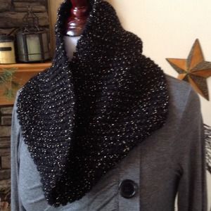 Black and gold cowl neck scarf