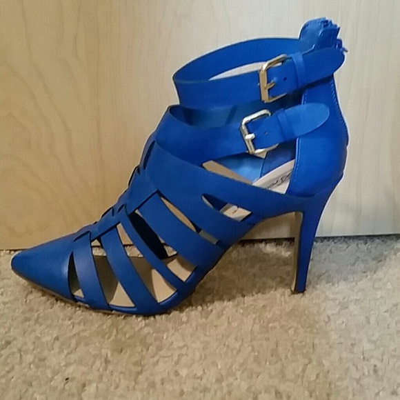 Blue cage gladiator heels