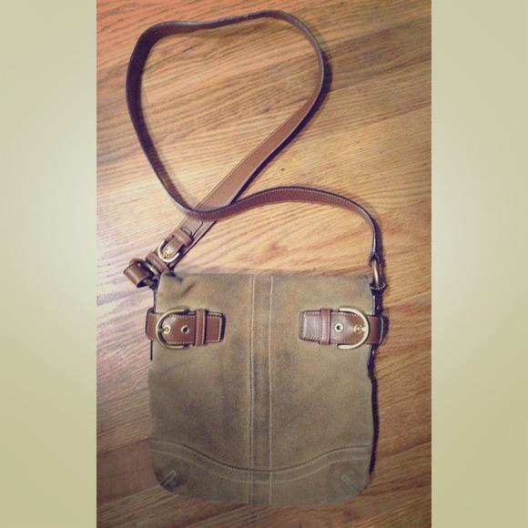 COACH Suede Bag With Leather Trim- Shoulder Strap