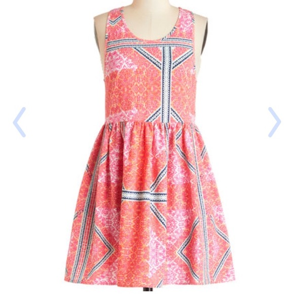 MINKPINK Pink tribal smocked dress - Picture 4 of 4