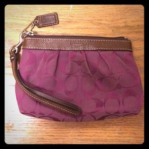 Classic Burgundy Coach Wristlet