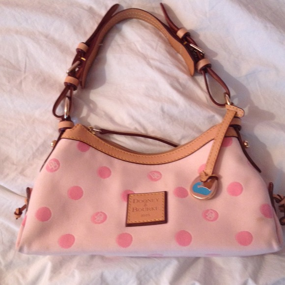 SOLDDooney pink polka dot shoulder bag