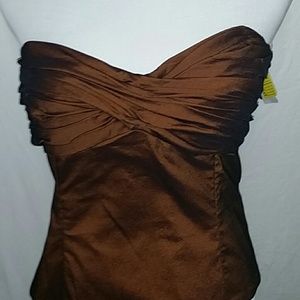 Taffeta Draped Corset Top Bronze