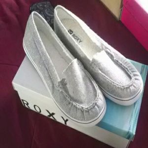 Roxy silver slip ons