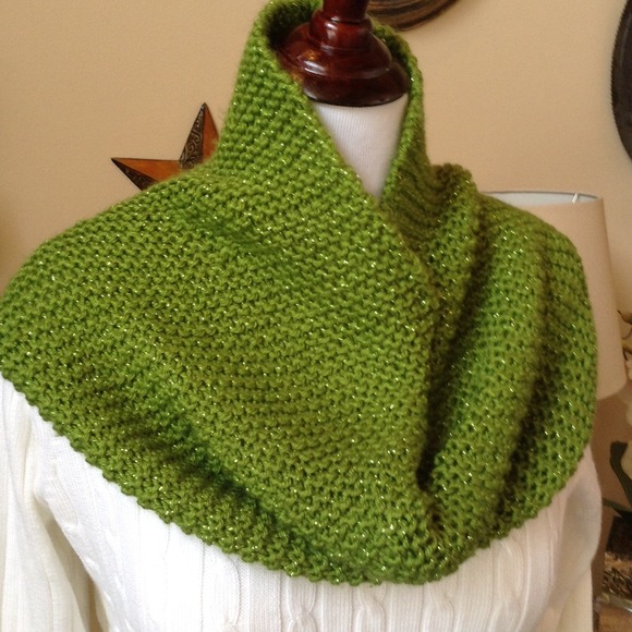 Avocado colored wide cowl scarf