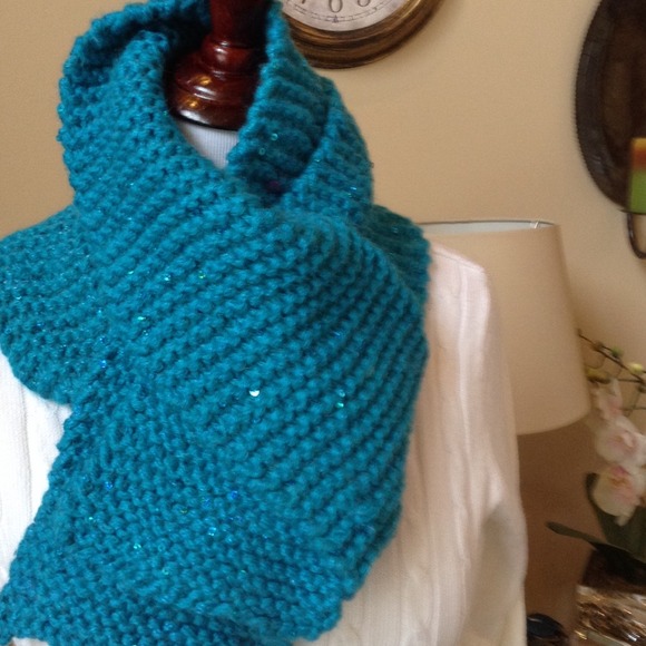 Homemade Teal colored winter scarf