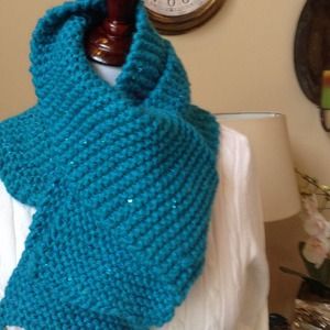 Homemade Teal colored winter scarf