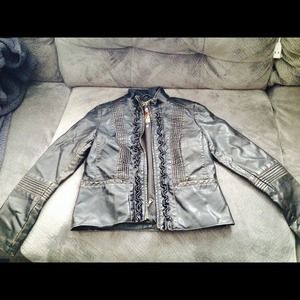Faux black leather jacket size L