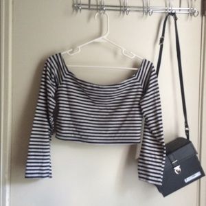 Long sleeve off the shoulder crop top