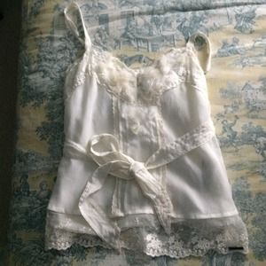 White embellished flowy cami