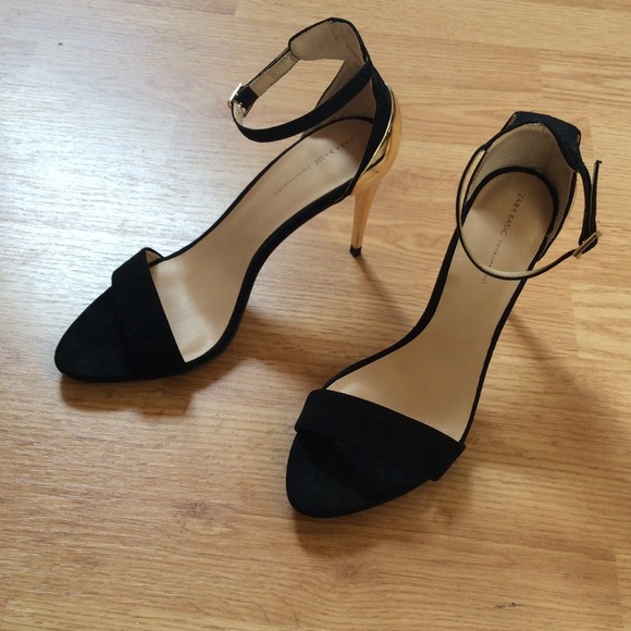 Zara Shoes - Zara Basic Gold Heel Strappy Shoe