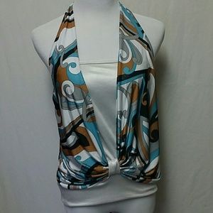 Abstract Print Halter Top