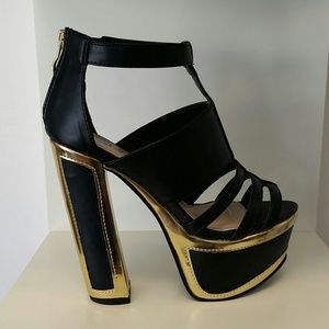 Black n gold shoes