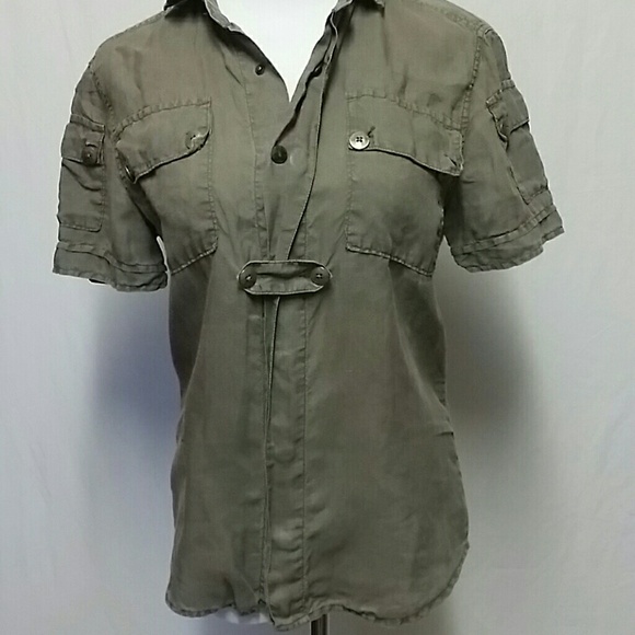 Womens Military Style Army Green Shert - Picture 2 of 3
