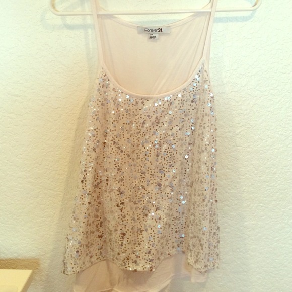 White High low sequin top