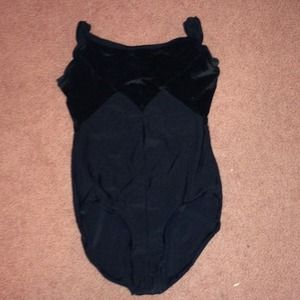Black Ballet Leotard with Faux Velvet top