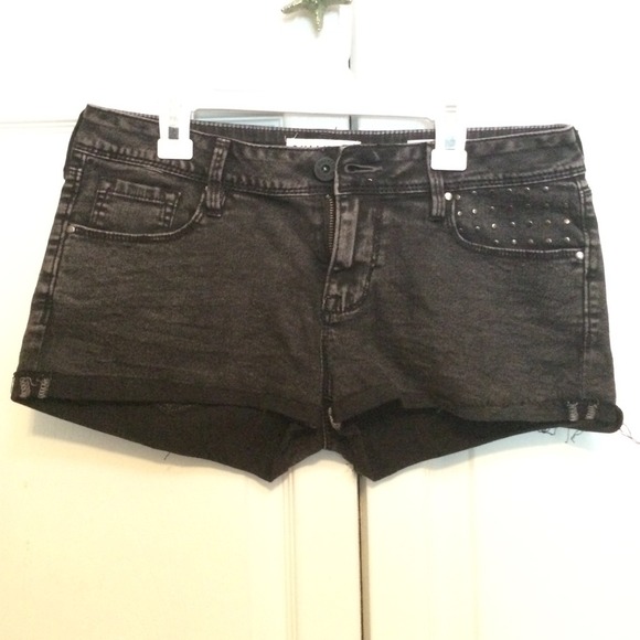 Black Wash Denim Shorts