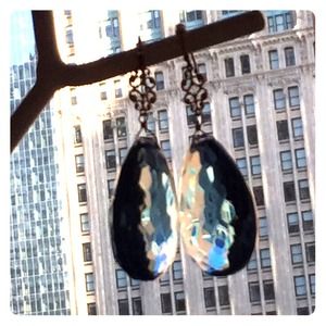 Blue gem chandelier earrings