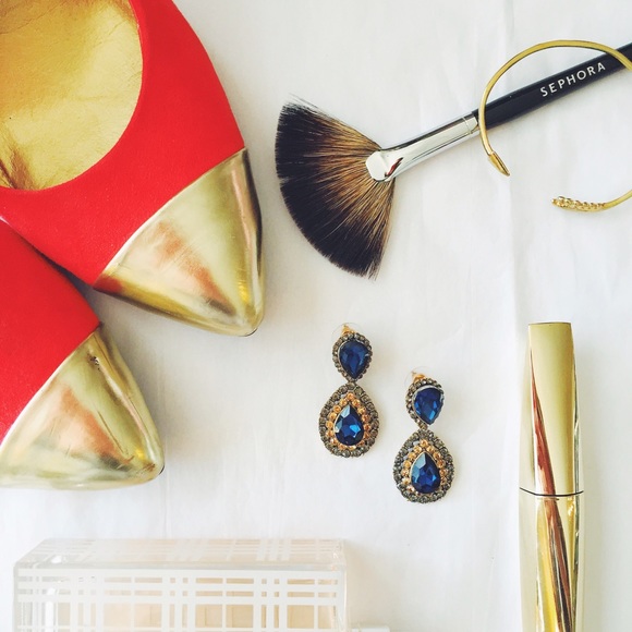 Royal Blue Teardrop Earrings - Picture 1 of 2