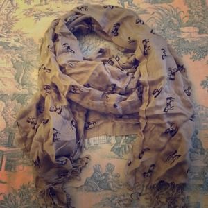 Tan Scarf with Horse Print