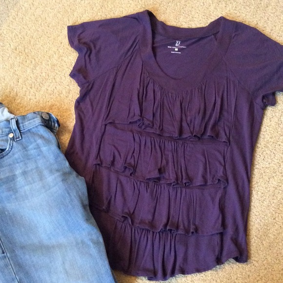 New York & Company Tops - REDUCED - Grape Ruffle Tiered Top