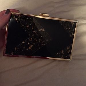 Gold and black box clutch ✨