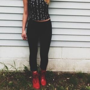 red boots (looks kinda like dr. martens)