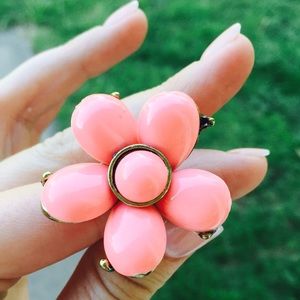 coral flower cocktail ring