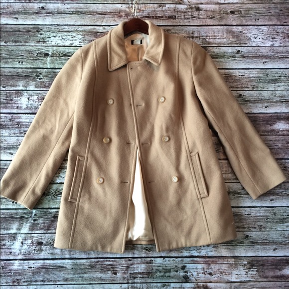Jcrew tan pea coat size p8