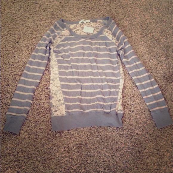 Gray and white top with lace