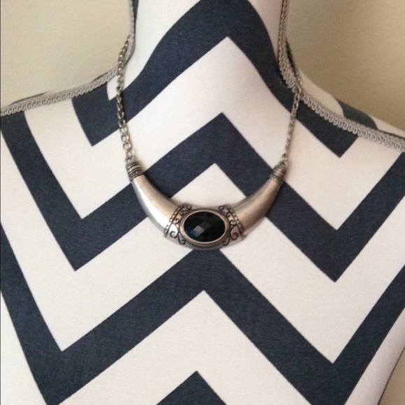 Black jewel bib necklace