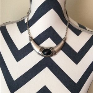 Black jewel bib necklace