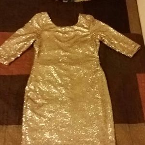 *Worn once* Gold sequin dress