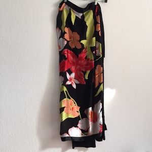 Cache Flower Print Wrap Skirt Combo Trousers