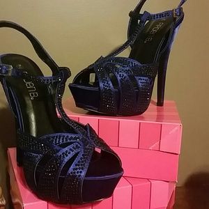 Blue strappy...beaded heals