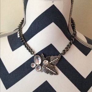 Cool leaf and diamond accent necklace