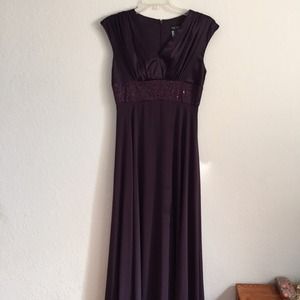 Dark Plum Satin Evening Dress