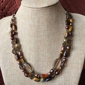 Beautiful earth tone stone and bead necklace