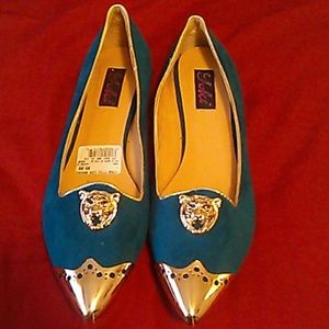 Female shoes . Gold & Blue
