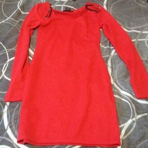 Red long sleeve body con dress