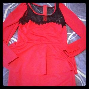 Peplum red bodycon dress