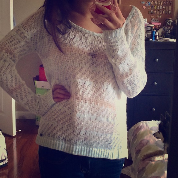 Abercrombie oversized baby blue knit sweater